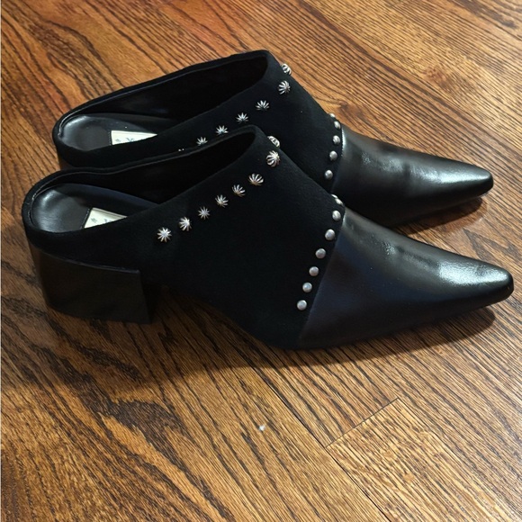 NWOT Black Studded Mules - Picture 7 of 8